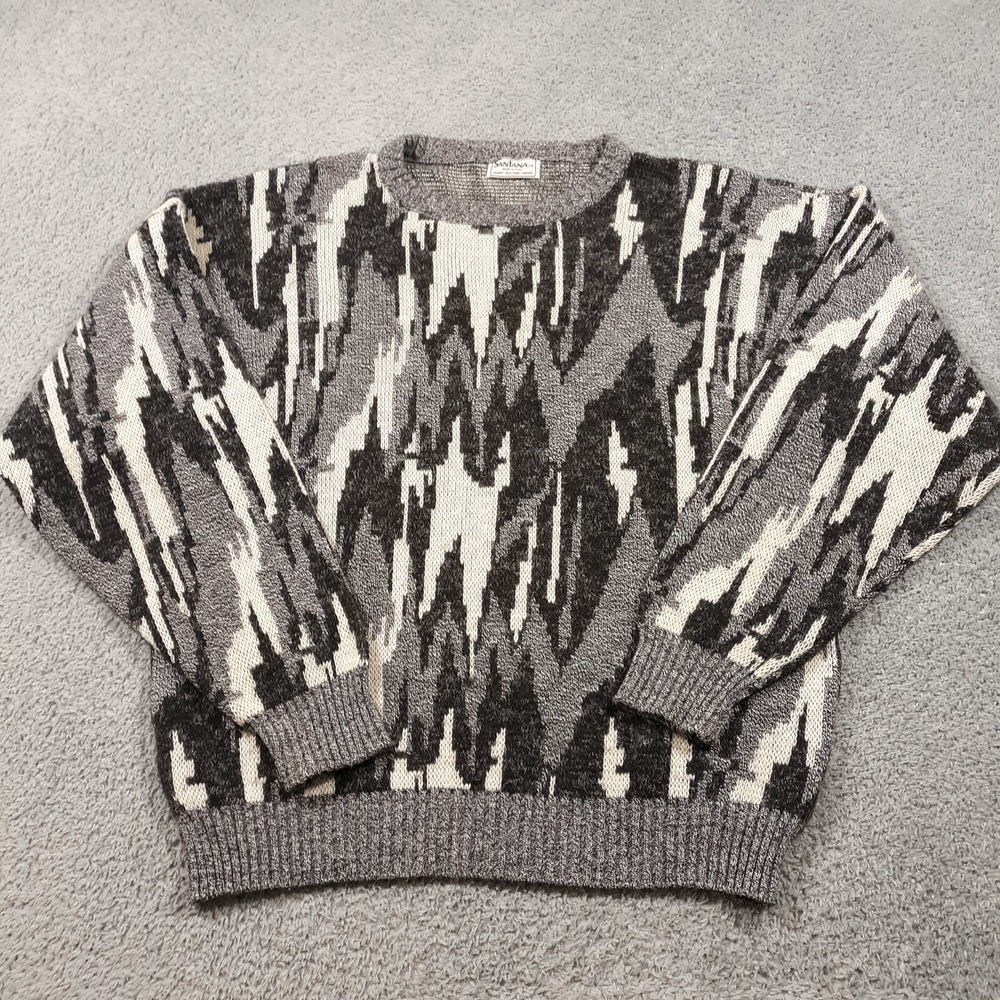 Vintage Santana Sweater Mens L Made In Italy Cosby 80s 90s Grandpa Abstract Bold